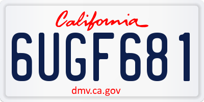 CA license plate 6UGF681