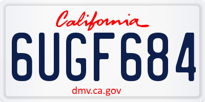 CA license plate 6UGF684