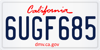 CA license plate 6UGF685