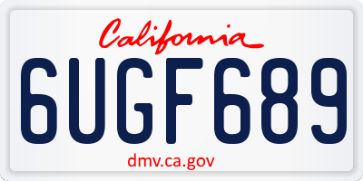 CA license plate 6UGF689