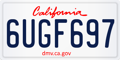 CA license plate 6UGF697