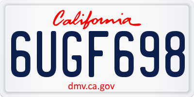 CA license plate 6UGF698