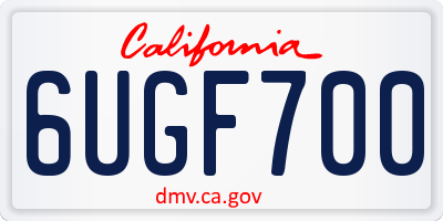CA license plate 6UGF700