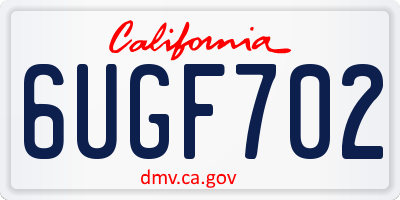 CA license plate 6UGF702