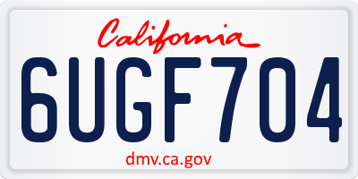 CA license plate 6UGF704
