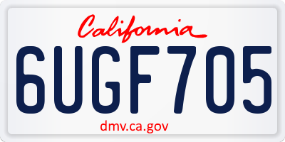 CA license plate 6UGF705