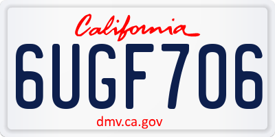 CA license plate 6UGF706