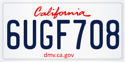 CA license plate 6UGF708