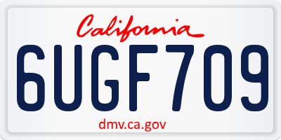 CA license plate 6UGF709