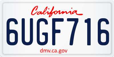 CA license plate 6UGF716