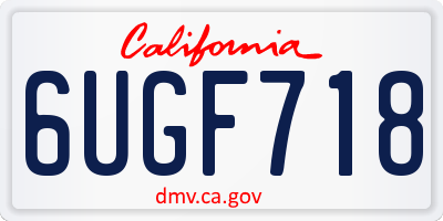 CA license plate 6UGF718