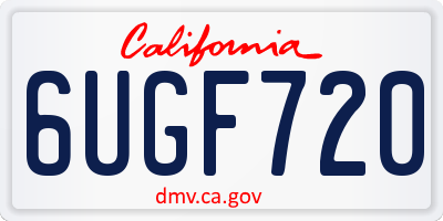 CA license plate 6UGF720