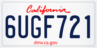 CA license plate 6UGF721