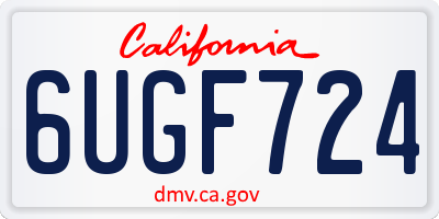 CA license plate 6UGF724