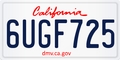 CA license plate 6UGF725