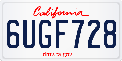 CA license plate 6UGF728