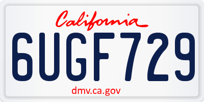 CA license plate 6UGF729
