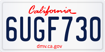 CA license plate 6UGF730