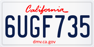 CA license plate 6UGF735