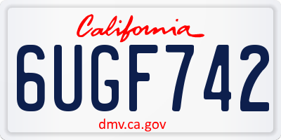 CA license plate 6UGF742