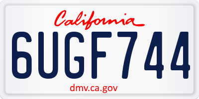 CA license plate 6UGF744