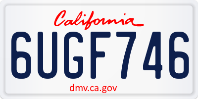 CA license plate 6UGF746