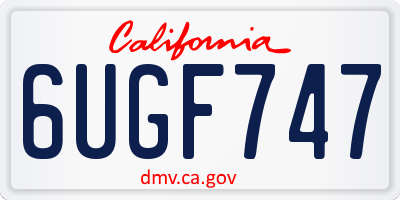 CA license plate 6UGF747