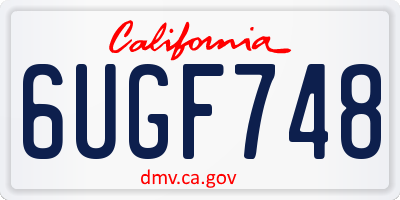 CA license plate 6UGF748