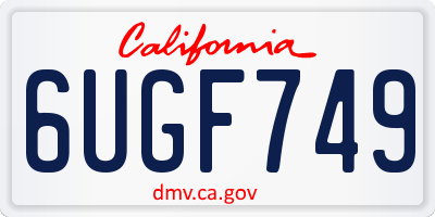 CA license plate 6UGF749