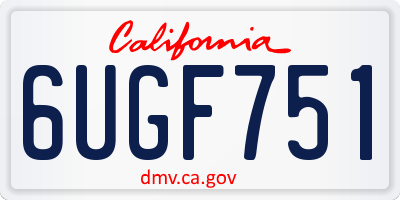 CA license plate 6UGF751