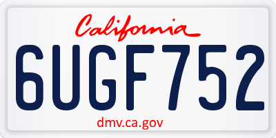 CA license plate 6UGF752