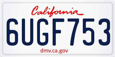 CA license plate 6UGF753