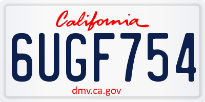 CA license plate 6UGF754