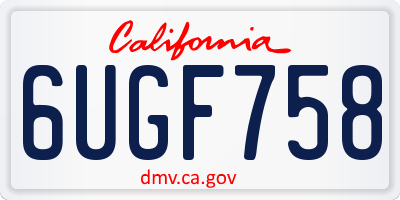 CA license plate 6UGF758