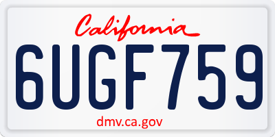 CA license plate 6UGF759