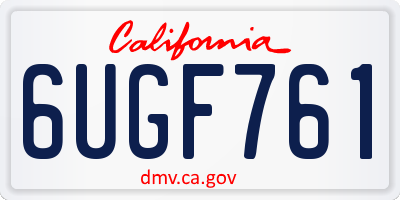 CA license plate 6UGF761
