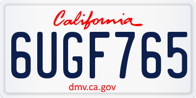 CA license plate 6UGF765