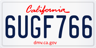 CA license plate 6UGF766