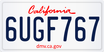 CA license plate 6UGF767