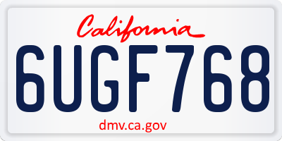 CA license plate 6UGF768