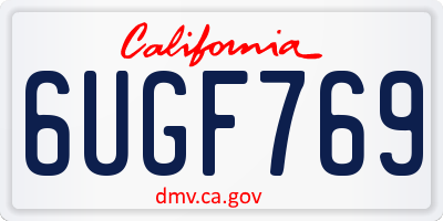 CA license plate 6UGF769