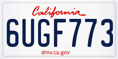 CA license plate 6UGF773