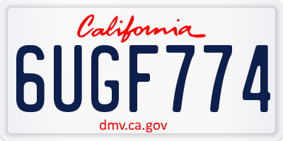 CA license plate 6UGF774