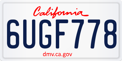 CA license plate 6UGF778