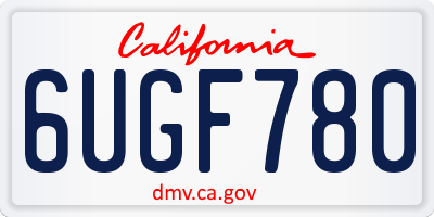 CA license plate 6UGF780