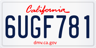 CA license plate 6UGF781