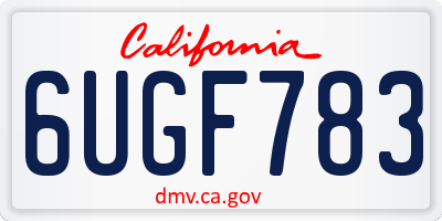 CA license plate 6UGF783