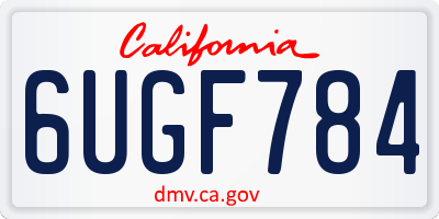 CA license plate 6UGF784
