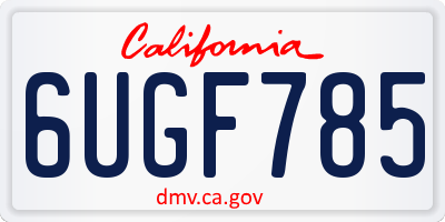 CA license plate 6UGF785