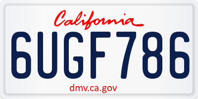 CA license plate 6UGF786